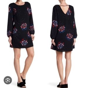 Dex Navy Sheath Dress with Pink Floral Print | Size L | Lined